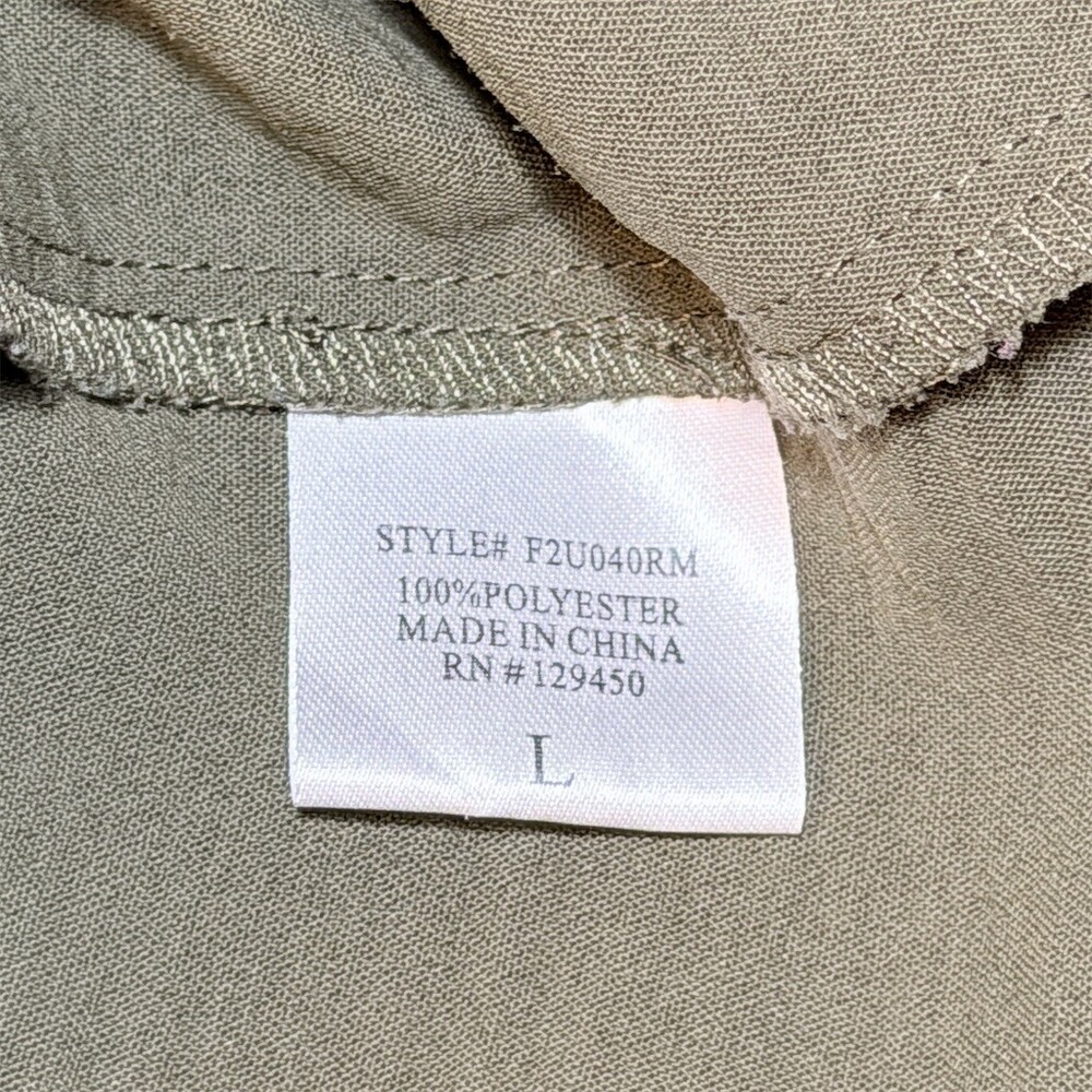 Fred David Blouse Womens Size L Olive Green blouse Split Neck 3/4 Sleeve - Picture 5 of 7